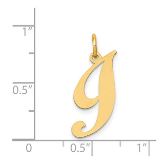 14k Yellow Gold Medium Fancy Script Initial I Charm