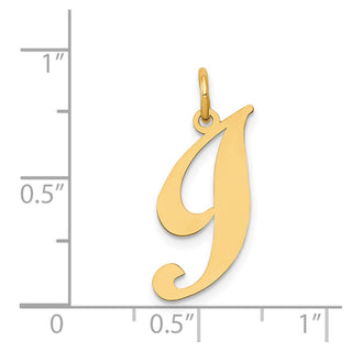 14k Yellow Gold Medium Fancy Script Initial I Charm