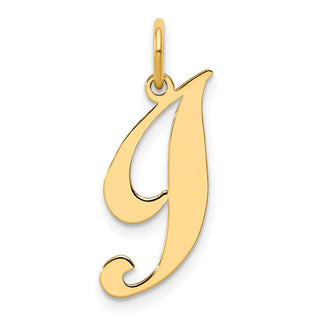 14k Yellow Gold Medium Fancy Script Initial I Charm