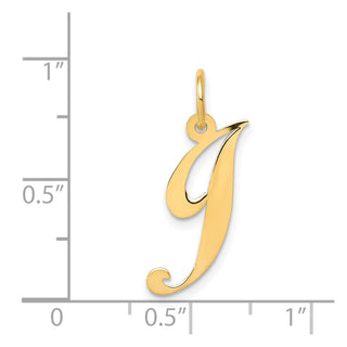 14k Yellow Gold Medium Fancy Script Initial J Charm
