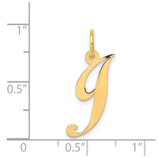 14k Yellow Gold Medium Fancy Script Initial J Charm