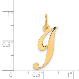 14k Yellow Gold Medium Fancy Script Initial J Charm