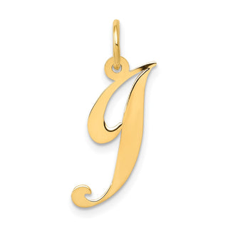 14k Yellow Gold Medium Fancy Script Initial J Charm
