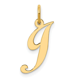 14k Yellow Gold Medium Fancy Script Initial J Charm