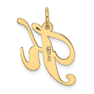 14k Yellow Gold Medium Fancy Script Initial K Charm