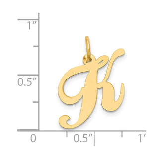 14k Yellow Gold Medium Fancy Script Initial K Charm