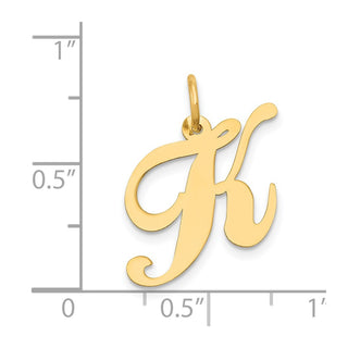 14k Yellow Gold Medium Fancy Script Initial K Charm