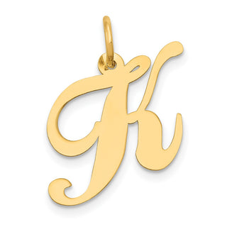 14k Yellow Gold Medium Fancy Script Initial K Charm
