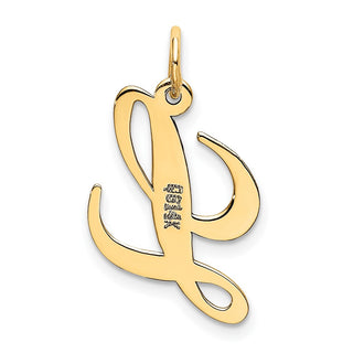 14k Yellow Gold Medium Fancy Script Initial L Charm