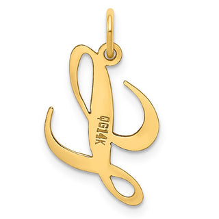 14k Yellow Gold Medium Fancy Script Initial L Charm