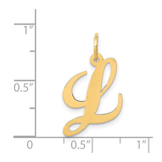 14k Yellow Gold Medium Fancy Script Initial L Charm