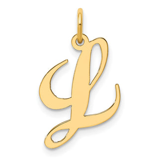 14k Yellow Gold Medium Fancy Script Initial L Charm