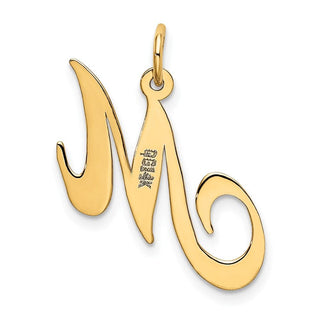 14k Yellow Gold Medium Fancy Script Initial M Charm