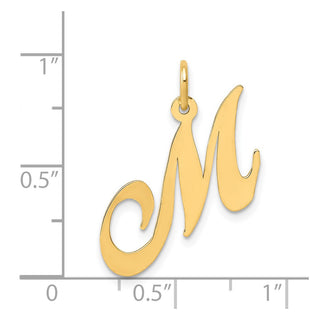 14k Yellow Gold Medium Fancy Script Initial M Charm