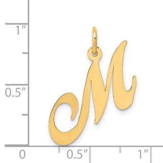 14k Yellow Gold Medium Fancy Script Initial M Charm