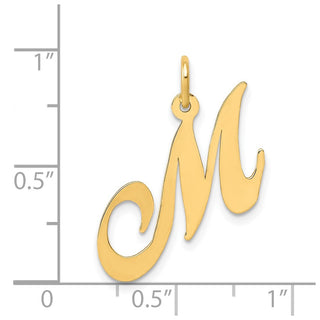 14k Yellow Gold Medium Fancy Script Initial M Charm