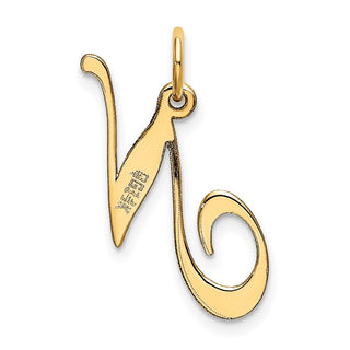 14k Yellow Gold Medium Fancy Script Initial N Charm