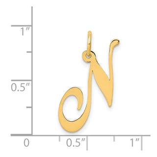 14k Yellow Gold Medium Fancy Script Initial N Charm