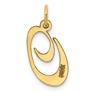 14k Yellow Gold Medium Fancy Script Initial O Charm