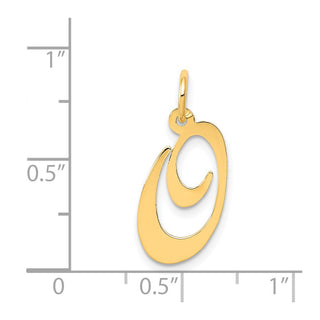 14k Yellow Gold Medium Fancy Script Initial O Charm