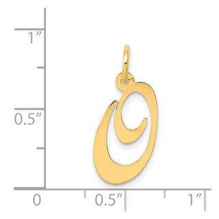 14k Yellow Gold Medium Fancy Script Initial O Charm