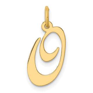 14k Yellow Gold Medium Fancy Script Initial O Charm