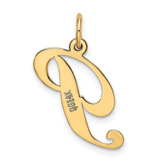 14k Yellow Gold Medium Fancy Script Initial P Charm