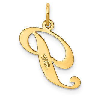 14k Yellow Gold Medium Fancy Script Initial P Charm