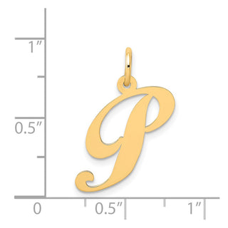 14k Yellow Gold Medium Fancy Script Initial P Charm