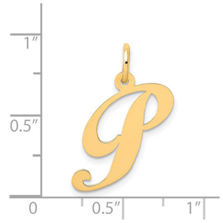 14k Yellow Gold Medium Fancy Script Initial P Charm