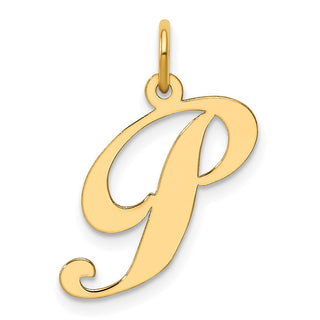 14k Yellow Gold Medium Fancy Script Initial P Charm