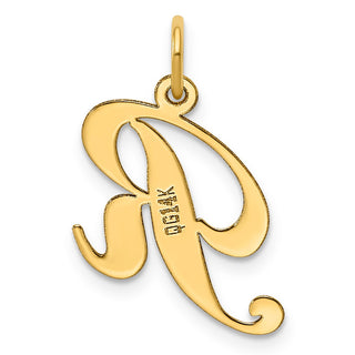 14k Yellow Gold Medium Fancy Script Initial R Charm