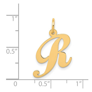 14k Yellow Gold Medium Fancy Script Initial R Charm