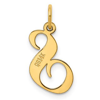 14k Yellow Gold Medium Fancy Script Initial S Charm