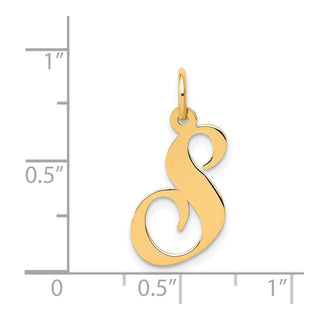 14k Yellow Gold Medium Fancy Script Initial S Charm