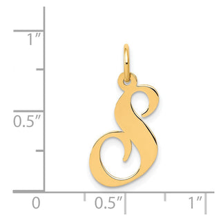 14k Yellow Gold Medium Fancy Script Initial S Charm