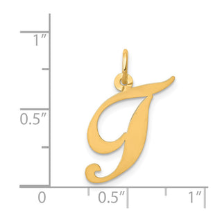 14k Yellow Gold Medium Fancy Script Initial T Charm