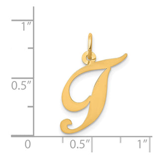 14k Yellow Gold Medium Fancy Script Initial T Charm
