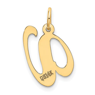 14k Yellow Gold Medium Fancy Script Initial V Charm