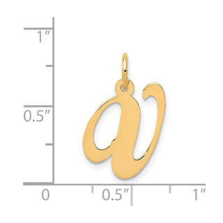 14k Yellow Gold Medium Fancy Script Initial V Charm