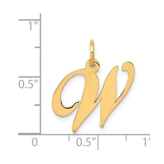 14k Yellow Gold Medium Fancy Script Initial W Charm
