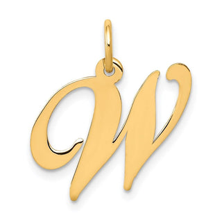 14k Yellow Gold Medium Fancy Script Initial W Charm