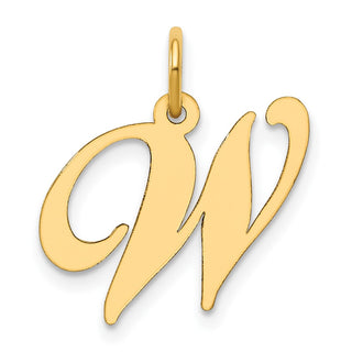 14k Yellow Gold Medium Fancy Script Initial W Charm