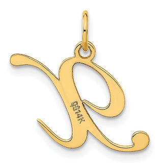 14k Yellow Gold Medium Fancy Script Initial X Charm