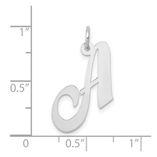 14K White Gold Medium Fancy Script Initial A Charm