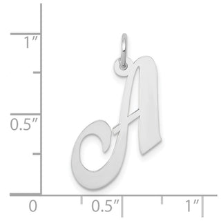 14K White Gold Medium Fancy Script Initial A Charm