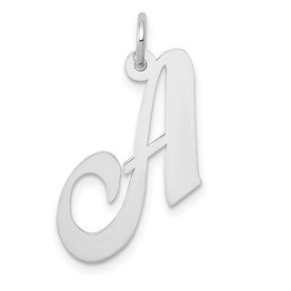 14K White Gold Medium Fancy Script Initial A Charm