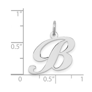 14K White Gold Medium Fancy Script Initial B Charm