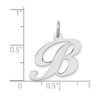 14K White Gold Medium Fancy Script Initial B Charm