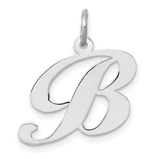 14K White Gold Medium Fancy Script Initial B Charm